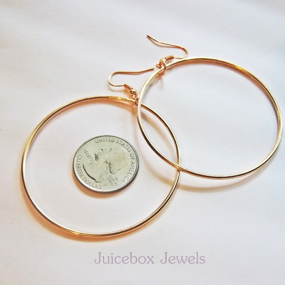 Rose Gold Plated 2.25" Hoop Earrings B29